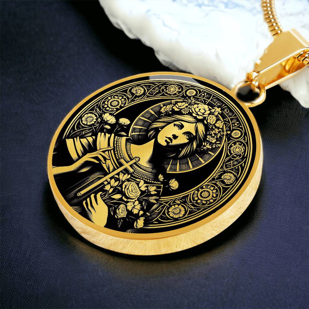 Saint Lidwina of Schiedam Medal Necklace - Patron Saint of Ice Skaters and the Chronically Ill