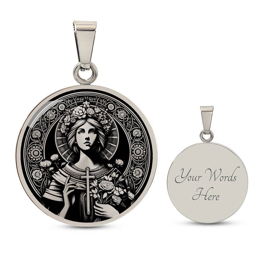 Saint Lidwina of Schiedam Medal Necklace - Patron Saint of Ice Skaters and the Chronically Ill