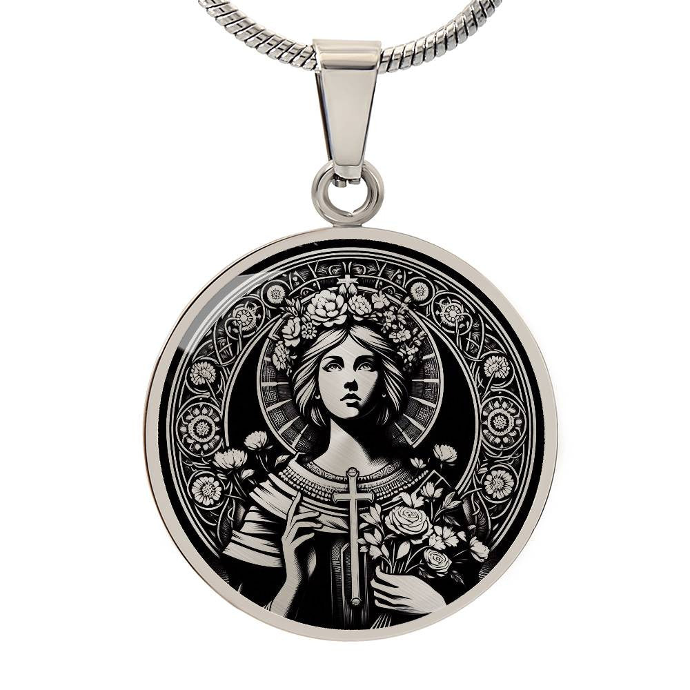 Saint Lidwina of Schiedam Medal Necklace - Patron Saint of Ice Skaters and the Chronically Ill
