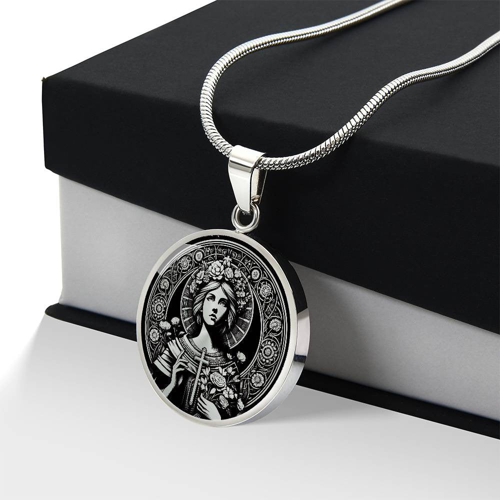 Saint Lidwina of Schiedam Medal Necklace - Patron Saint of Ice Skaters and the Chronically Ill