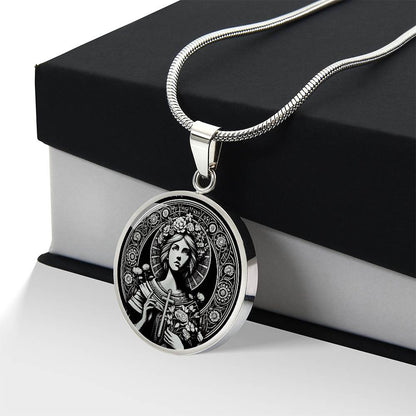 Saint Lidwina of Schiedam Medal Necklace - Patron Saint of Ice Skaters and the Chronically Ill