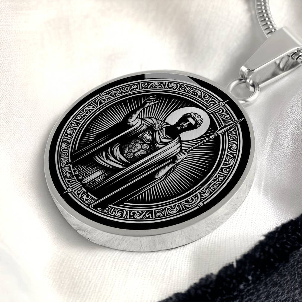Saint Longinus Medal Necklace - Patron Saint of the Blind and Those with Eye Ailments