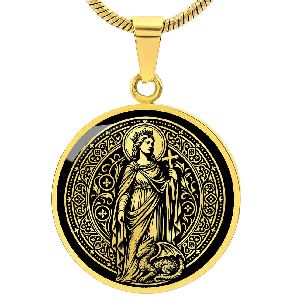 Saint Margaret of Antioch Medal Necklace – Patron Saint of Childbirth & Pregnant Women