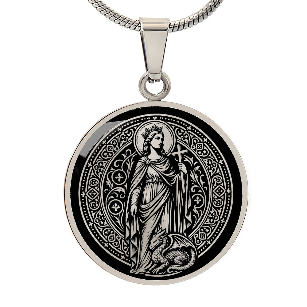 Saint Margaret of Antioch Medal Necklace – Patron Saint of Childbirth & Pregnant Women