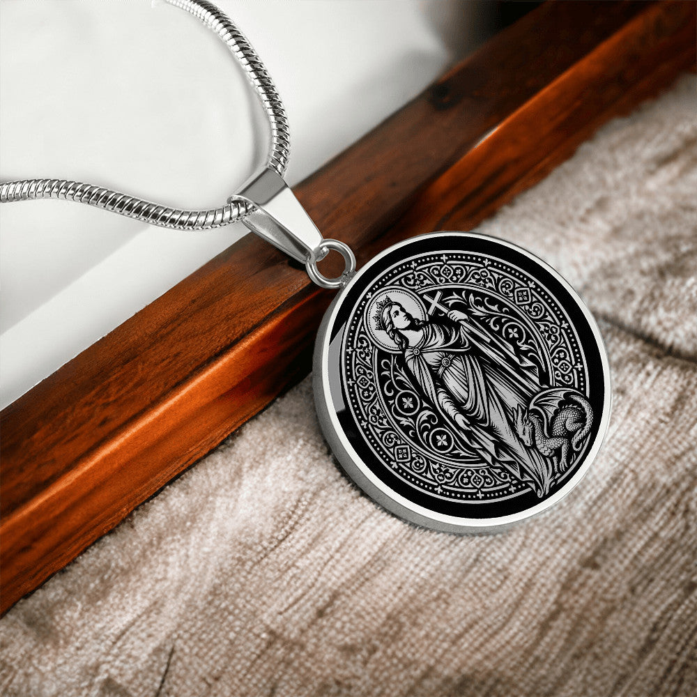 Saint Margaret of Antioch Medal Necklace – Patron Saint of Childbirth & Pregnant Women