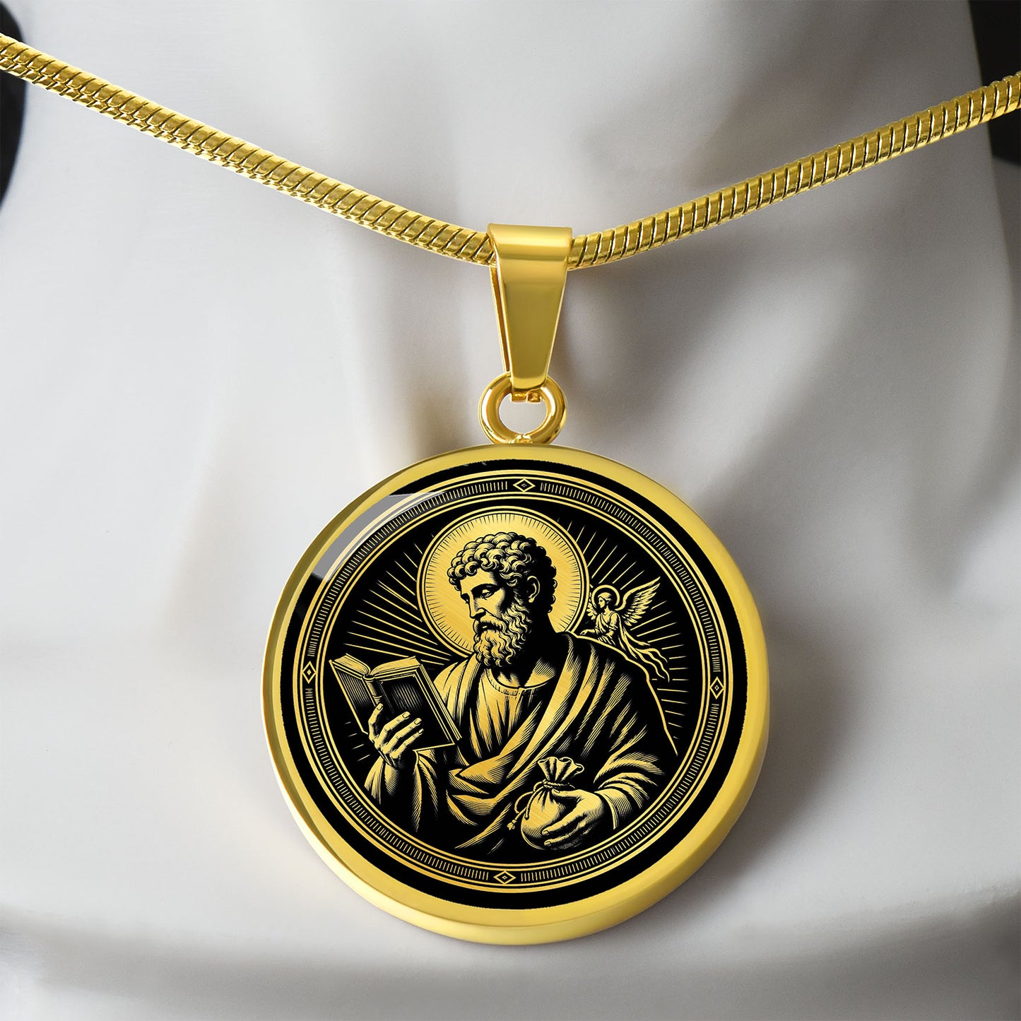 Saint Matthew Medal Necklace – Patron Saint of Accountants, Bankers & Evangelists