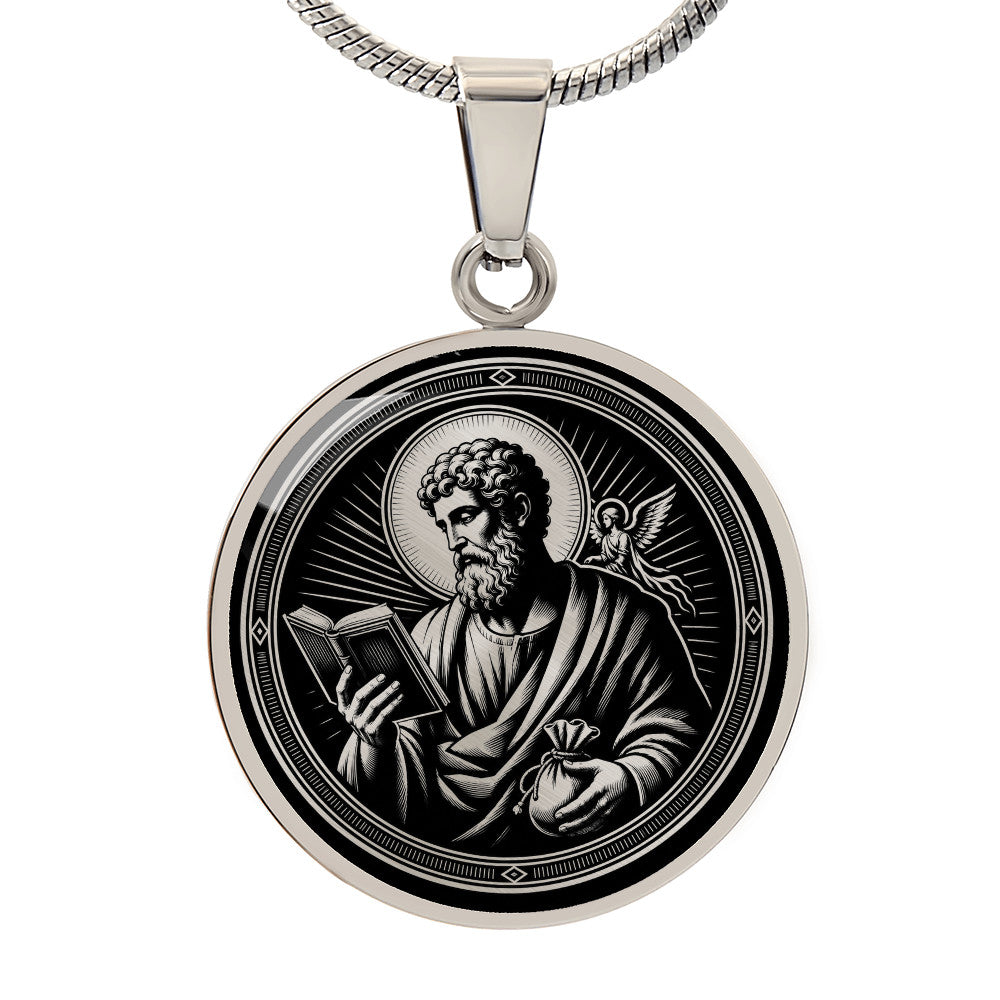 Saint Matthew Medal Necklace – Patron Saint of Accountants, Bankers & Evangelists