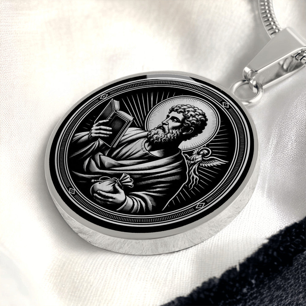 Saint Matthew Medal Necklace – Patron Saint of Accountants, Bankers & Evangelists