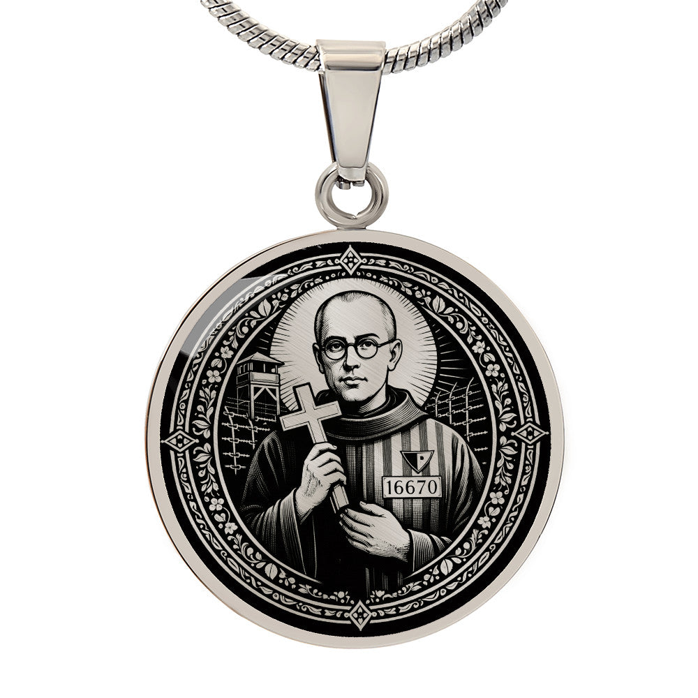 Saint Maximilian Kolbe Medal Necklace – Patron Saint of Prisoners, Families and Recovering Addicts