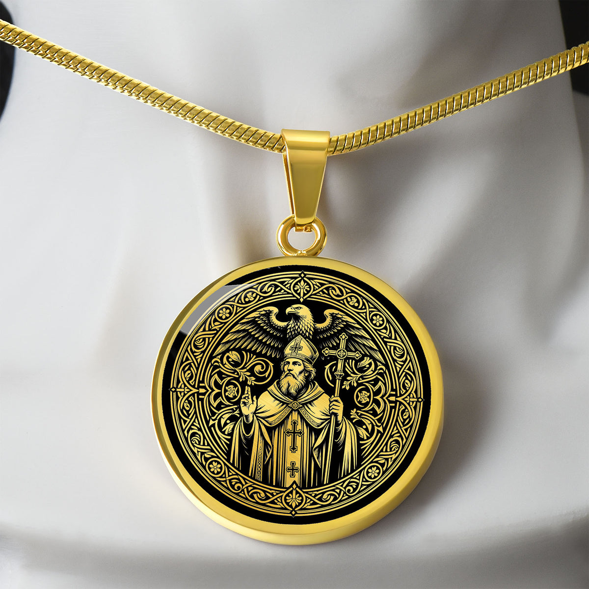 Saint Medard of Noyon Medal Necklace – Patron Saint of Vintners & Rain
