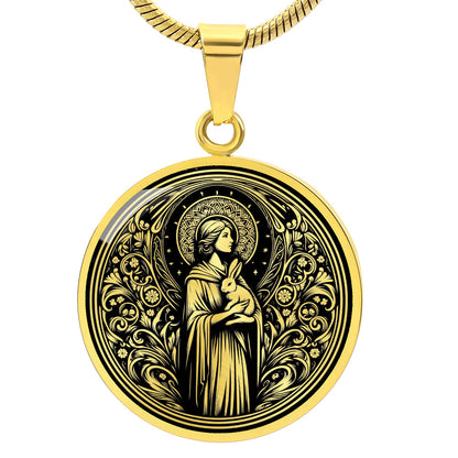 Saint Melangell Medal Necklace - Patron Saint of Rabbits and Small Animals
