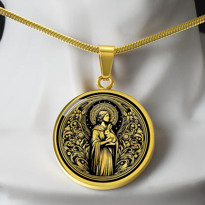 Saint Melangell Medal Necklace - Patron Saint of Rabbits and Small Animals