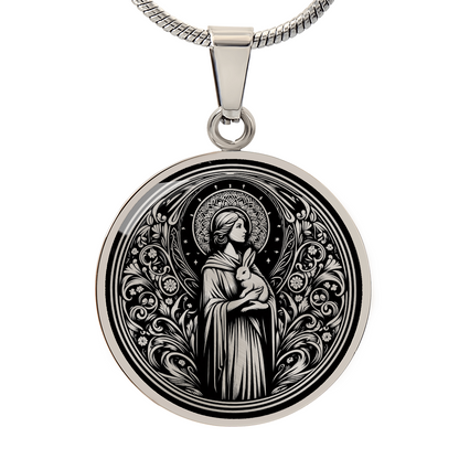 Saint Melangell Medal Necklace - Patron Saint of Rabbits and Small Animals
