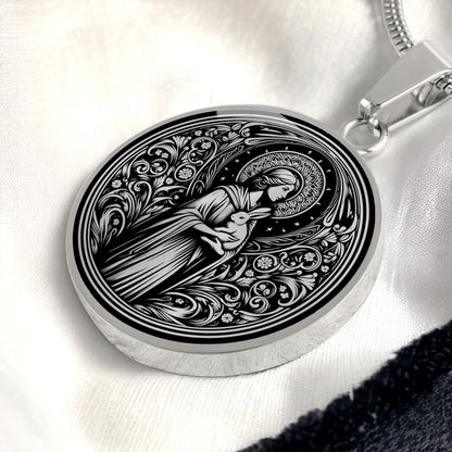 Saint Melangell Medal Necklace - Patron Saint of Rabbits and Small Animals