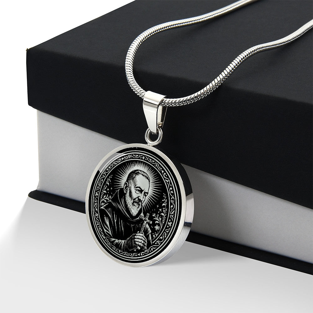 Padre Pio Medal Necklace- Stigmatist, Confessor, Intercessor