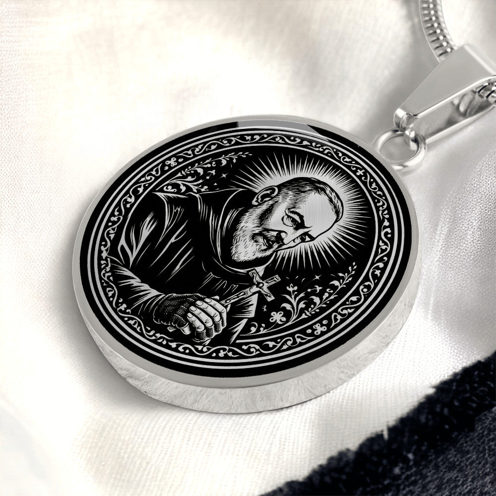 Padre Pio Medal Necklace- Stigmatist, Confessor, Intercessor