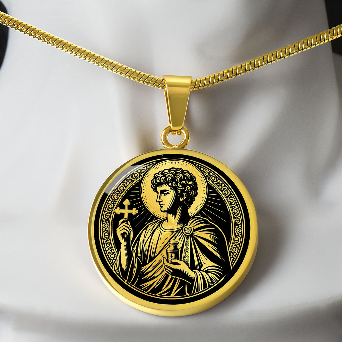 Saint Panteleimon Medal Necklace – Patron Saint of Physicians and Healers