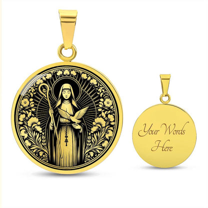 Saint Scholastica Medal Necklace – Patron Saint of Nuns, Students & Protection from Storms