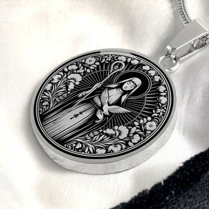Saint Scholastica Medal Necklace – Patron Saint of Nuns, Students & Protection from Storms