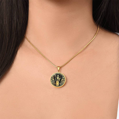 Saint Scholastica Medal Necklace – Patron Saint of Nuns, Students & Protection from Storms