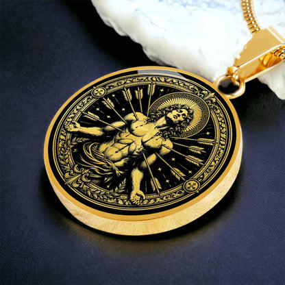 Saint Sebastian Medal Necklace - Soldier, Martyr, Patron Saint of Athletes