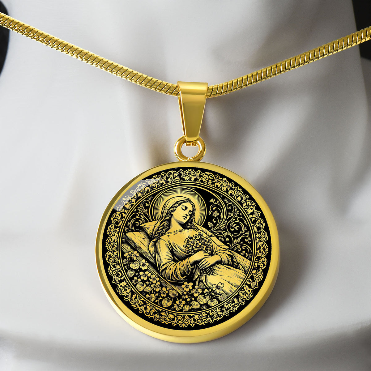 Saint Seraphina (Fina) Medal Necklace – Patron Saint of the Disabled and the Chronically Ill