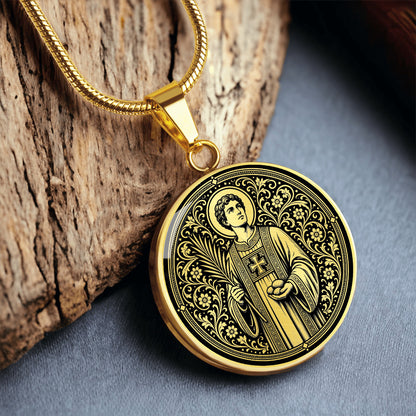 Saint Stephen Medal Necklace – Patron Saint of Deacons & Stonemasons