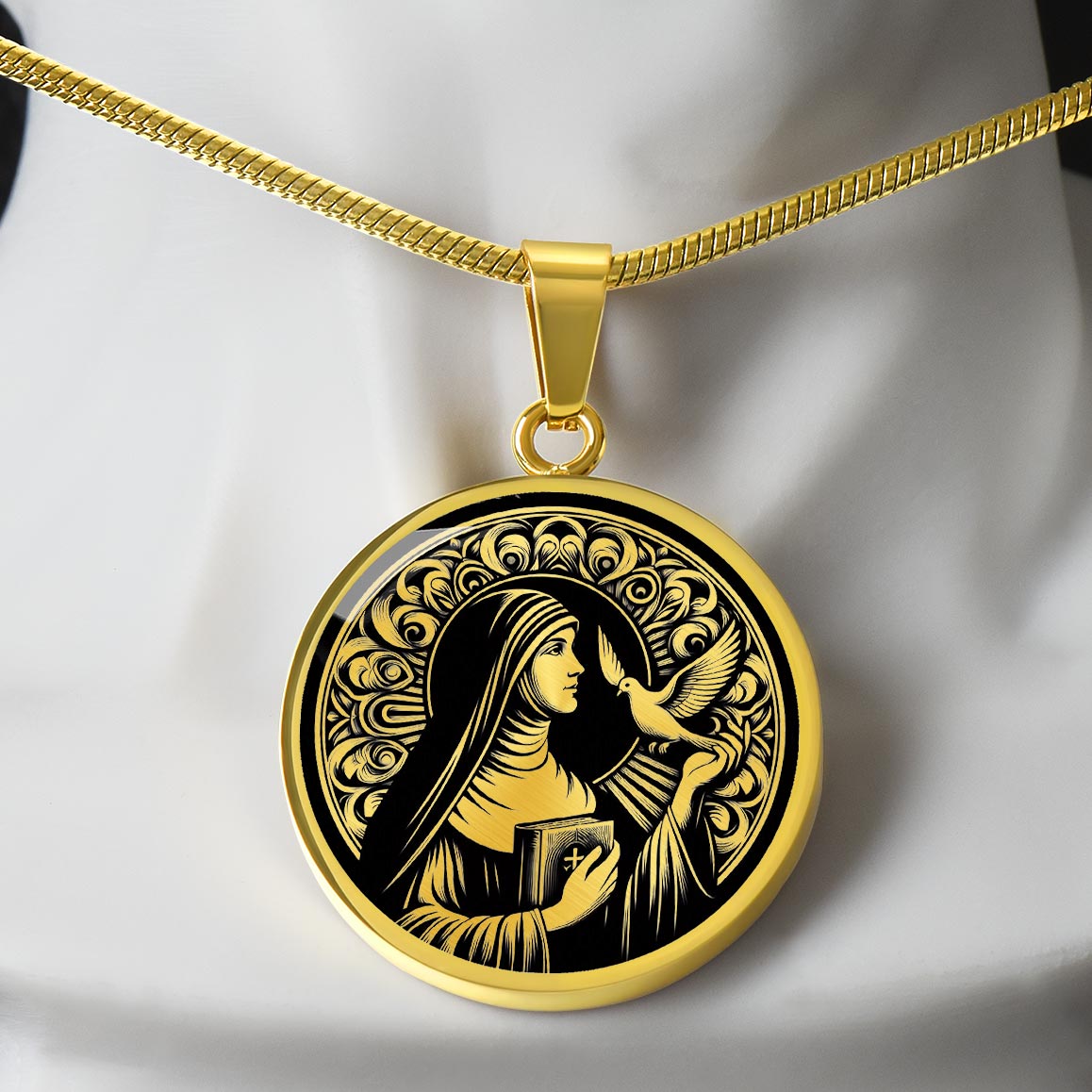 Saint Teresa of Ávila Medal Necklace- Patron Saint of Migraines and Mystic