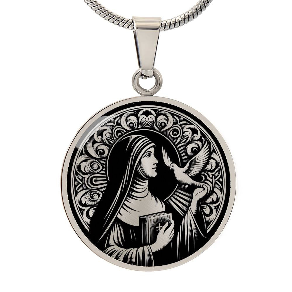 Saint Teresa of Ávila Medal Necklace- Patron Saint of Migraines and Mystic