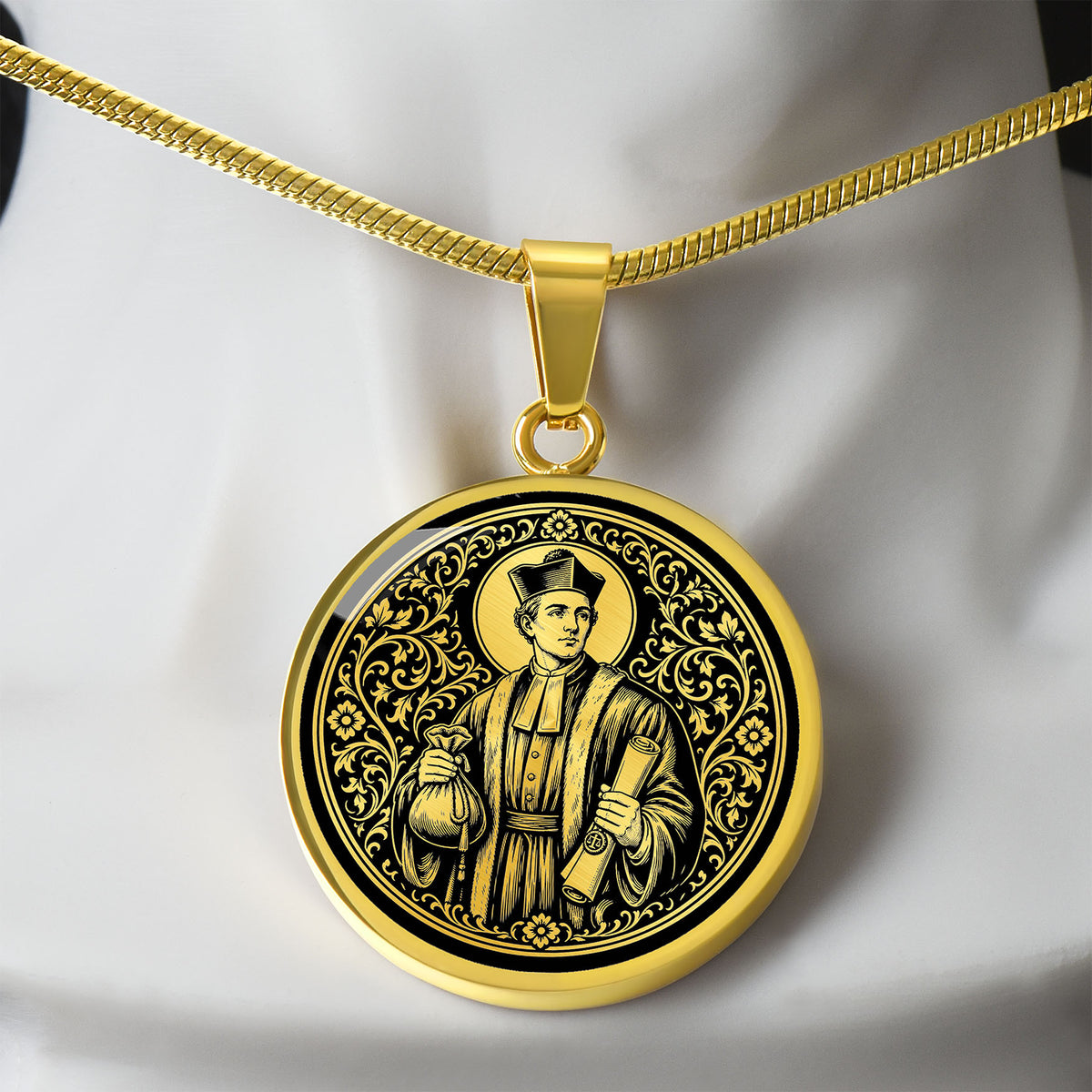Saint Yves of Kermartin Medal Necklace – Patron Saint of Lawyers & the Poor