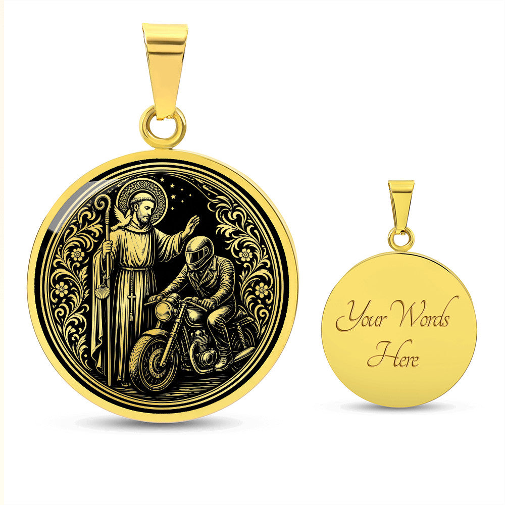Saint Columbanus Medal Necklace – Patron Saint of Motorcyclists & Travelers