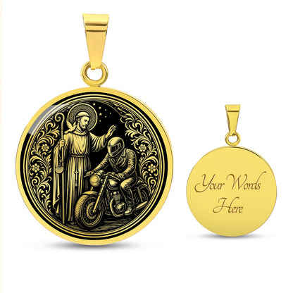 Saint Columbanus Medal Necklace – Patron Saint of Motorcyclists & Travelers