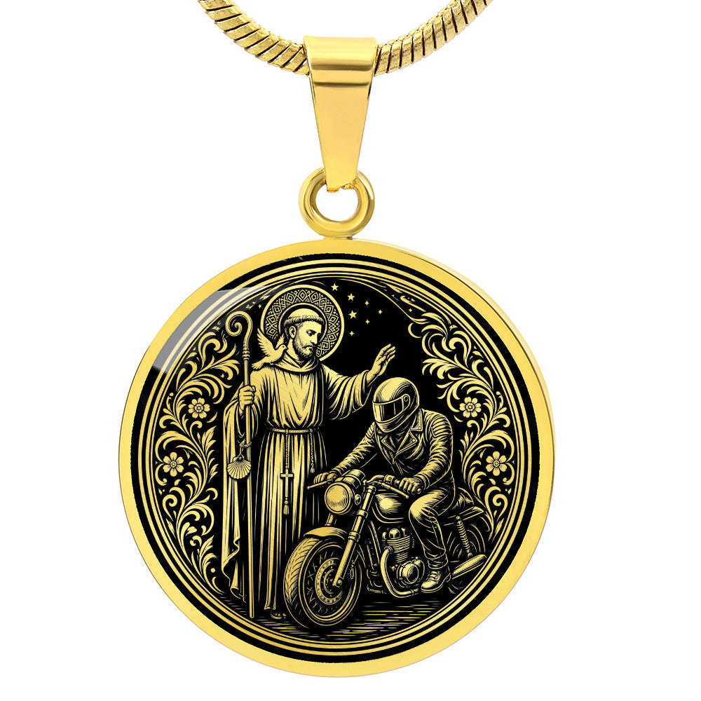 Saint Columbanus Medal Necklace – Patron Saint of Motorcyclists & Travelers