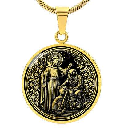 Saint Columbanus Medal Necklace – Patron Saint of Motorcyclists & Travelers