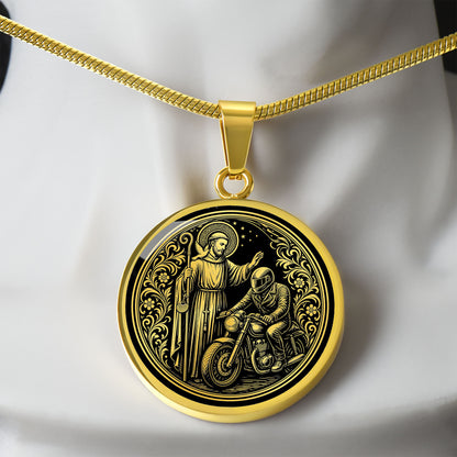 Saint Columbanus Medal Necklace – Patron Saint of Motorcyclists & Travelers