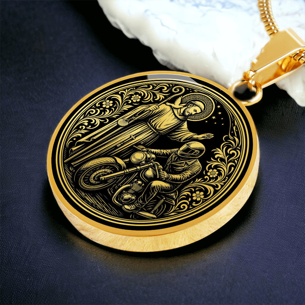 Saint Columbanus Medal Necklace – Patron Saint of Motorcyclists & Travelers