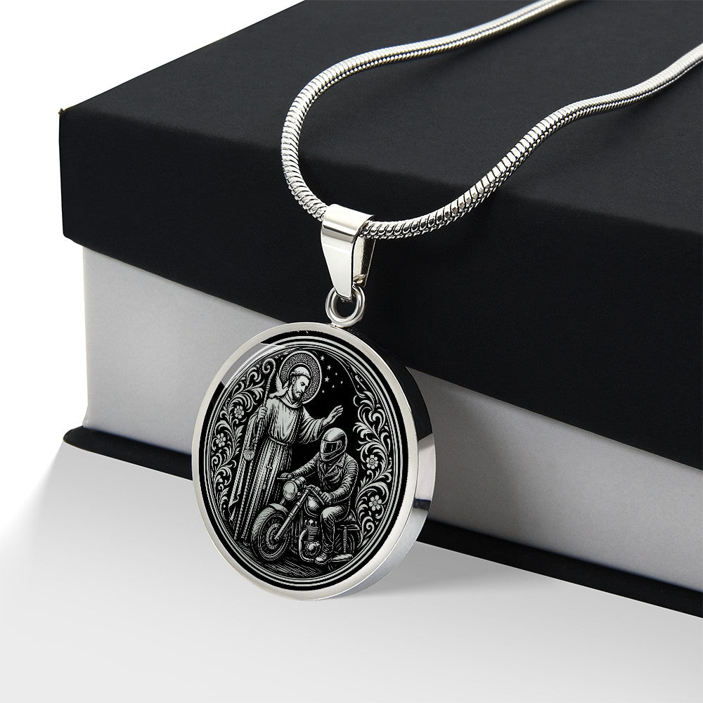 Saint Columbanus Medal Necklace – Patron Saint of Motorcyclists & Travelers