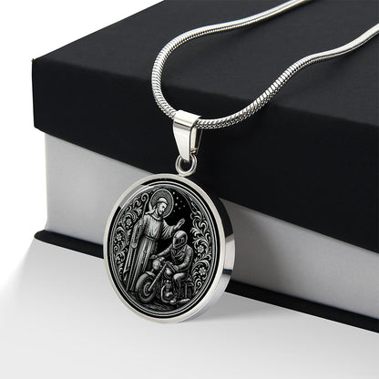 Saint Columbanus Medal Necklace – Patron Saint of Motorcyclists & Travelers