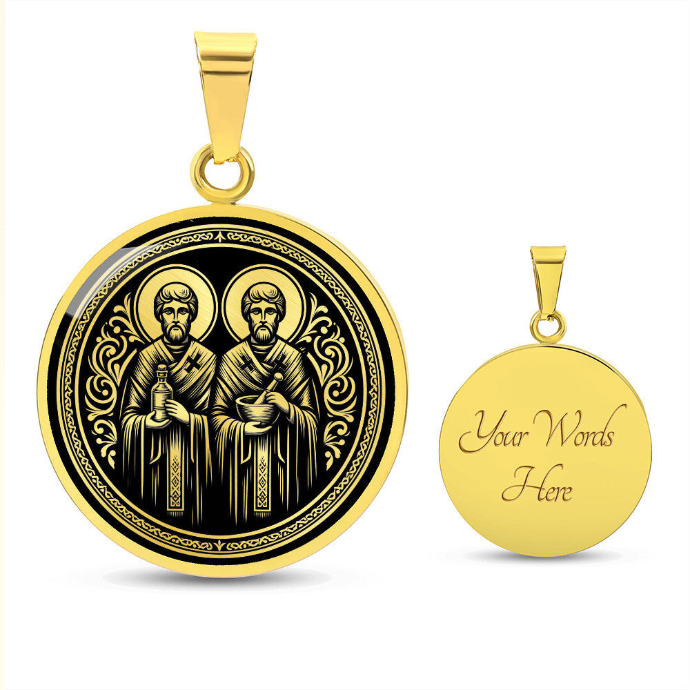 Saints Cosmas and Damian Medal Necklace – Patron Saints of Doctors and Pharmacists