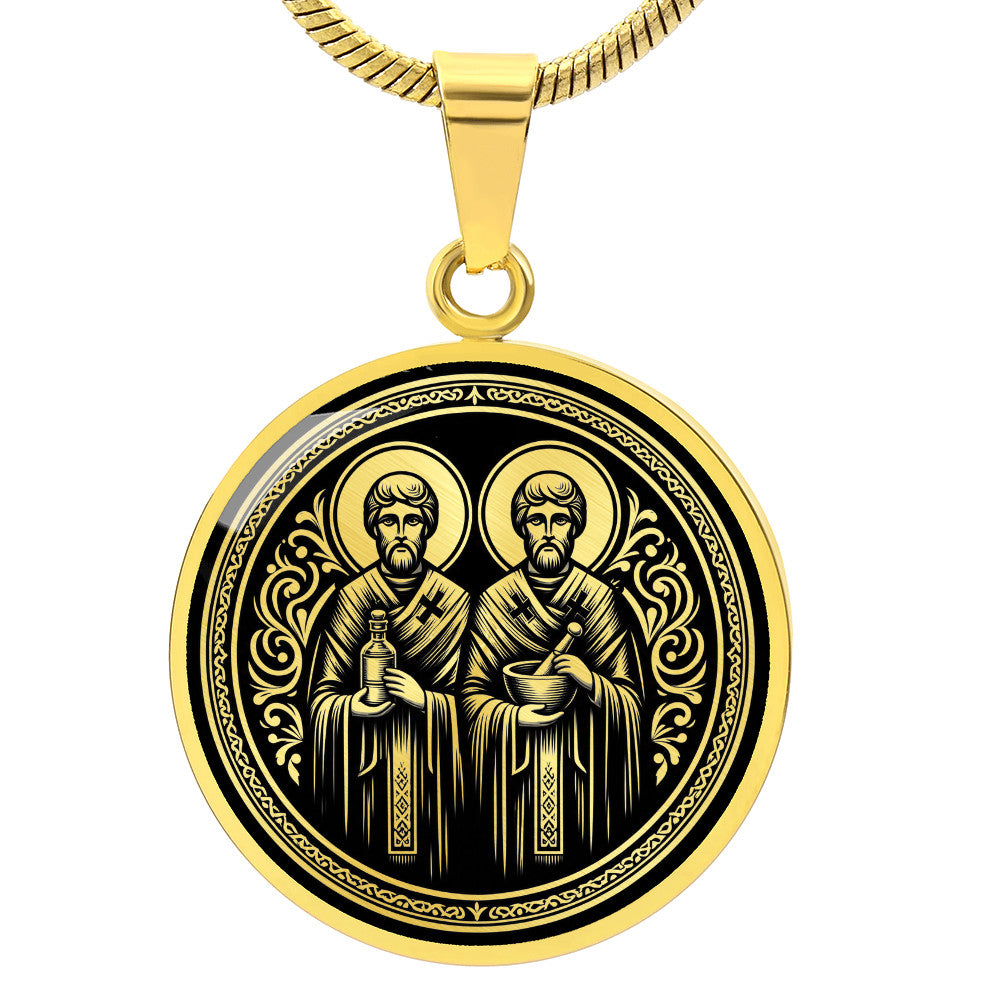 Saints Cosmas and Damian Medal Necklace – Patron Saints of Doctors and Pharmacists