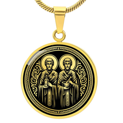 Saints Cosmas and Damian Medal Necklace – Patron Saints of Doctors and Pharmacists