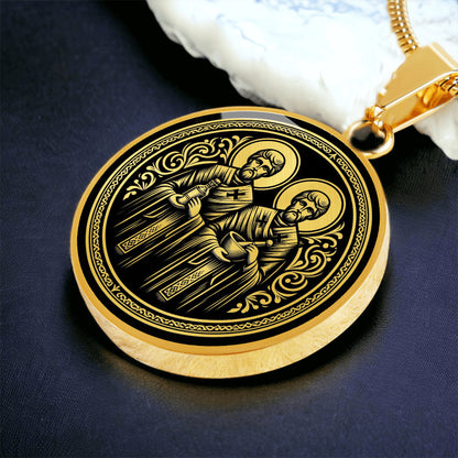 Saints Cosmas and Damian Medal Necklace – Patron Saints of Doctors and Pharmacists