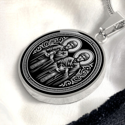 Saints Cosmas and Damian Medal Necklace – Patron Saints of Doctors and Pharmacists